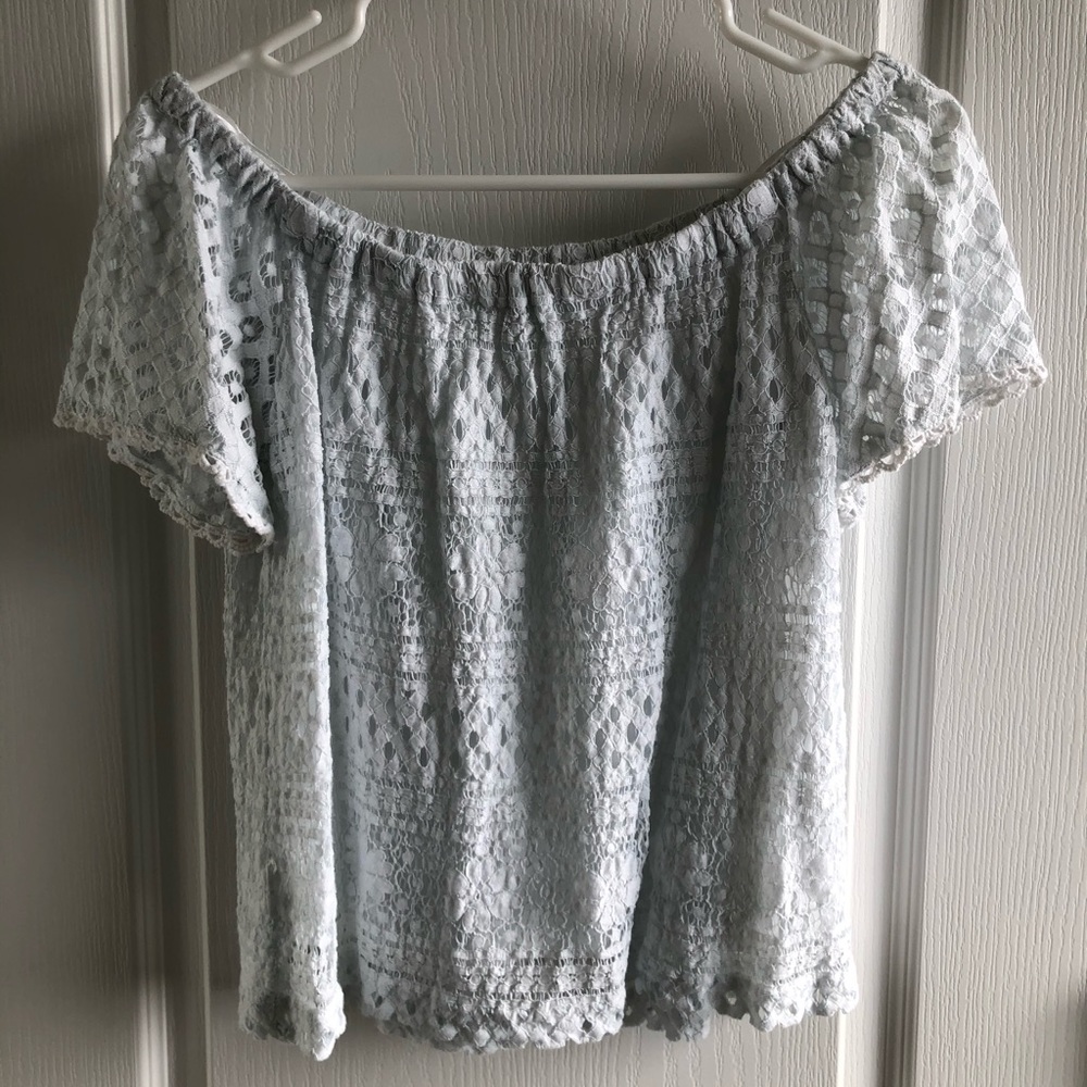 Q&A Maggia lace off-the-shoulder blouse